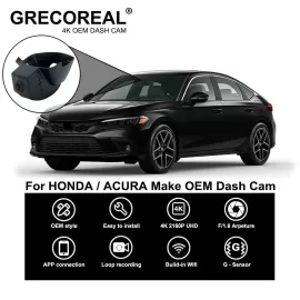 Compatible For Honda Accord Civic HR-V ZR-V CR-V Acura Integra Dash Cam Dashcam Car Dash Camera 4K Wifi Front and Rear OEM Auto Car DVR