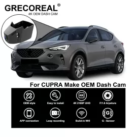 Compatible For Cupra Formentor Leon Born Dash Cam Dashcam Car Dash Camera 4K Wifi Front and Rear OEM Plug Play Auto Automatic Car DVR